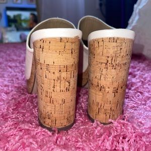 Cork white mule heels
